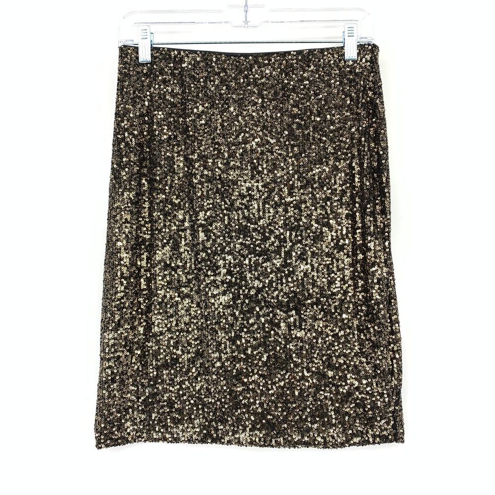 Cable & Gauge Sequined Skirt Womens Size Small Gold Black Pull On Waist